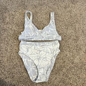 New Madewell abstract flora high waisted bikini small